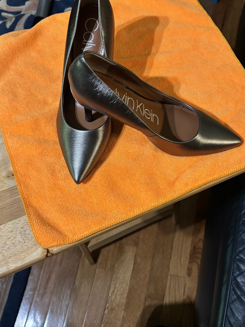 Calvin Klein Metallic Bronze Pointed-Toe Pumps